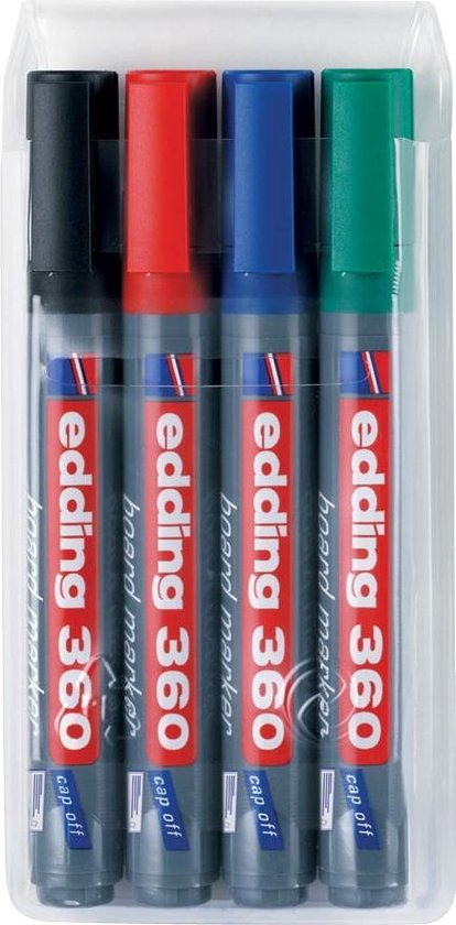 Edding 360 whiteboard marker 1.5-3mm ronde punt - 4 stuks/kleuren