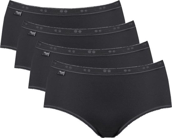 sloggi Basic+ Dames Midi slip - 4pack - Zwart - Maat 40