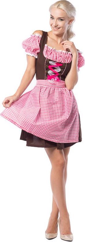 Partychimp Dirndl Anne-ruth Dames Polyester Roze/bruin Maat L