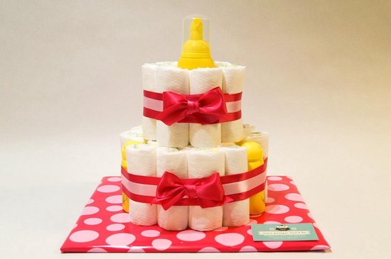 Luiertaart - Pampertaart Meisje 2 Laags Zwitsal - 26 Pampers - Roze