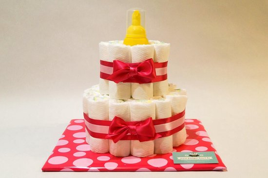 Luiertaart - Pampertaart Meisje 2 Laags Wasschuim - 29 Pampers - Roze