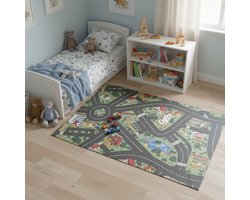 JYG speelmat VINYROUTE 100 x 133 cm - Hygiënisch 3D speelkleed auto