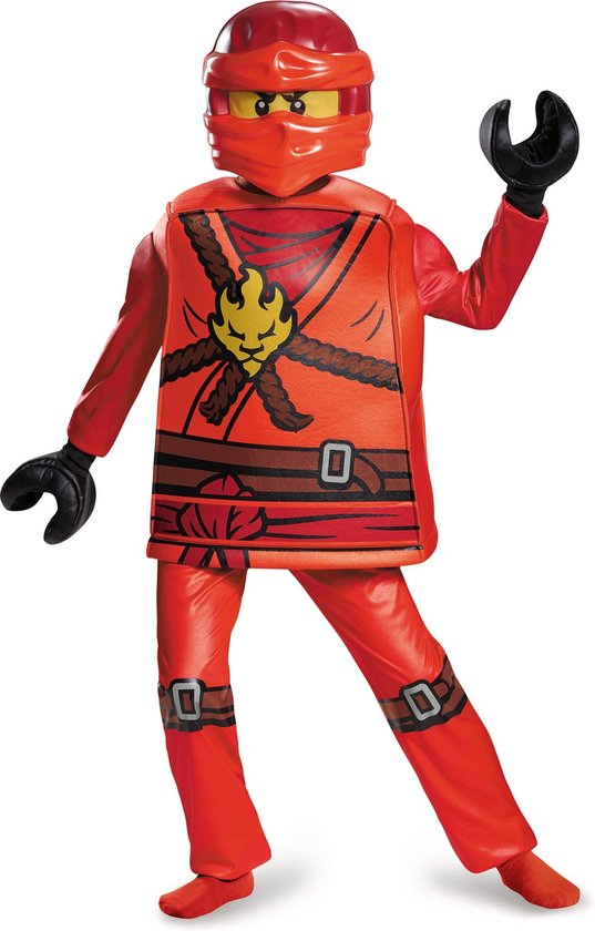 DISGUISE - Deluxe Lego Kai Ninjago kostuum voor kinderen - 122/134 (7-8 jaar) - Kinderkostuums