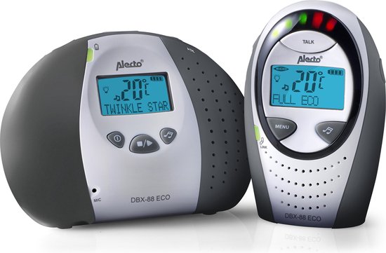 Alecto DBX-88 LIMITED - Full Eco DECT babyfoon met display - Wit/Antraciet