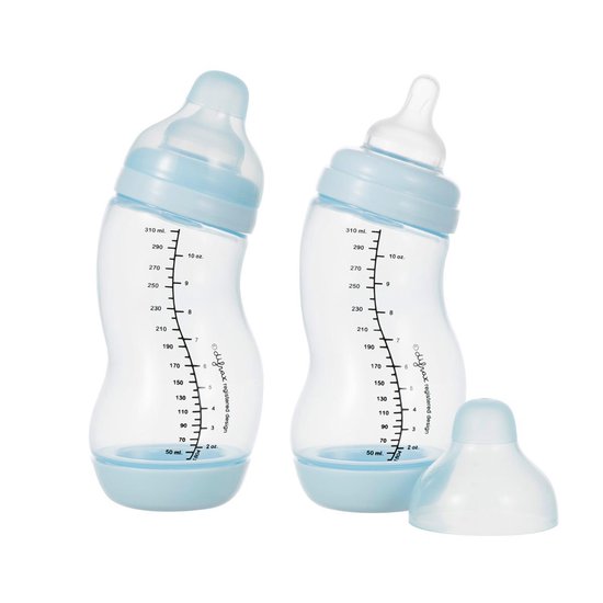 Difrax Anti-Colic S-babyfles Wide - 310 ml - Blauw - 2 stuks