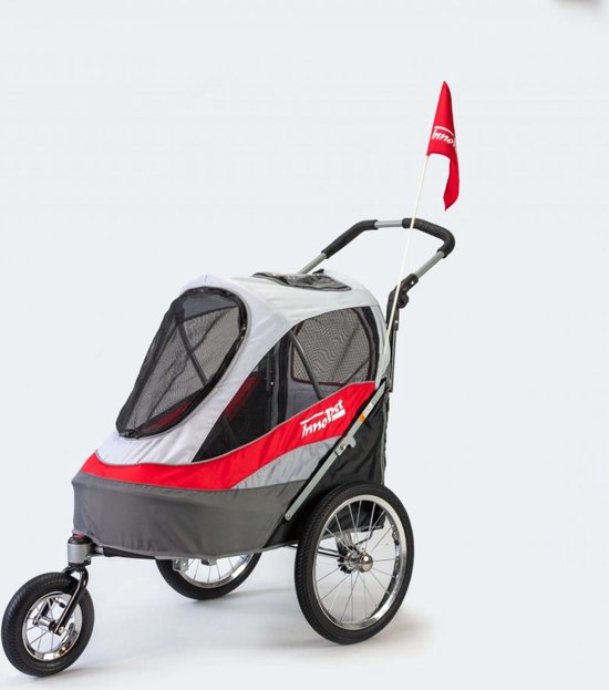 InnoPet Sporty Dog Trailer Deluxe - Hondenfietskar - Rood/Lichtgrijs - 71x44x63cm