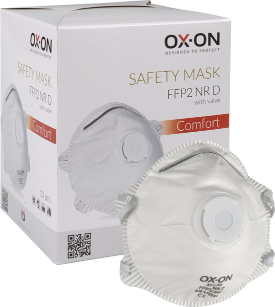 SET à 10 stuks - OX-ON 313.20 - STOFMASKER -  FFP2 NR D - met uitademventiel - FILTERMASKER