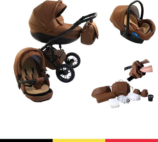 P'tit Chou Trento - 3-in-1 Kinderwagenset - Met Buggy, Autostoel En Accessoires - Cognac