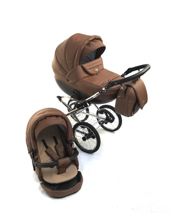 P'tit Chou Trento Cognac- Complete 3 in 1 classic Kinderwagen set - Buggy + Autostoel + Accessoires