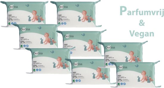Derma Eco Billendoekjes - 8 x 64 doekjes - babydoekjes - ecologisch