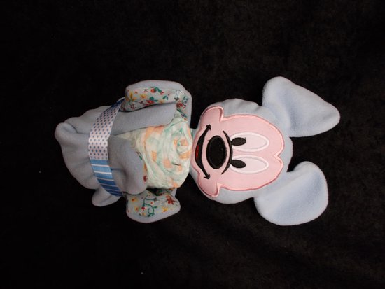 Pampertaart / Luiertaart Muis Blauw knuffeldoekje + pampers