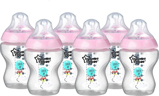 Tommee Tippee Closer to Nature Zuigfles Versierd - 260 ml - Roze - 6 Stuks
