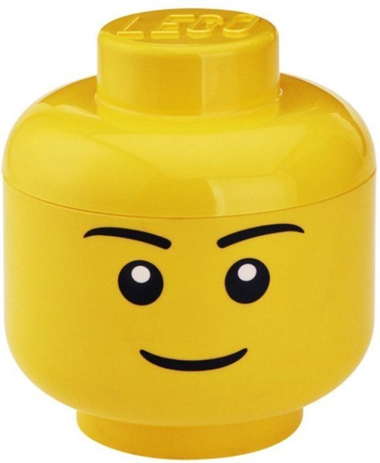 LEGO Hoofd Boy Opbergbox - Groot - H 27 x B 24 cm - Geel