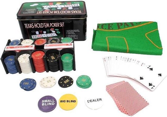 Texas Hold Em Poker / Blackjack Set - Pro Pokerset Met 200 Poker Chips / Pokerkaarten Cards / Speelkleed