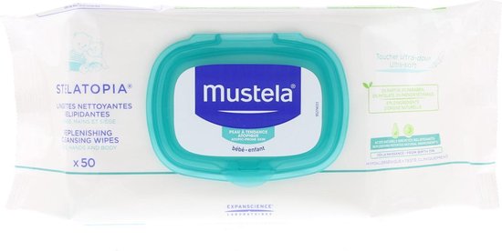 MUSTELA STELATOPIA LINGETTES NETTOYANTES RELIPIDANTES DOEKJES ZEER DROGE/ATOPISCHE HUID 50STUKS