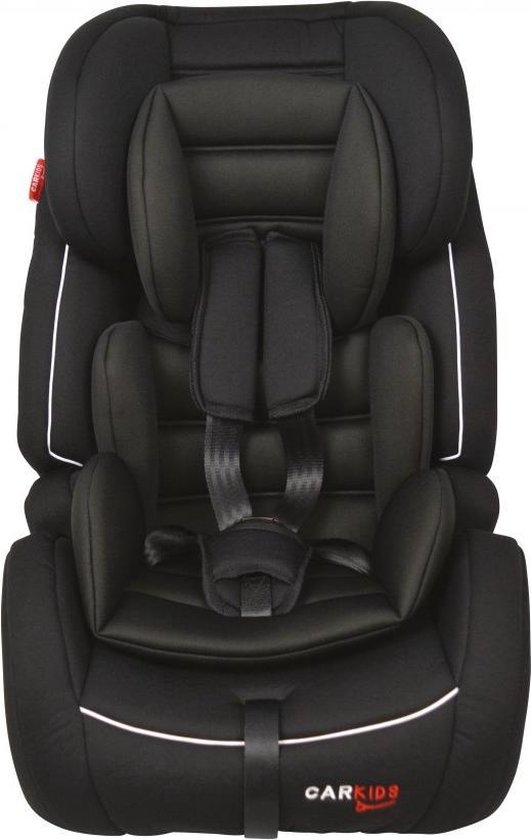 Carkids Verstelbaar Kinderautostoeltje Zwart en Wit | Kinderautostoel Groep 1-2-3 met Isofix en Top Tether Connector | Kinderen van 9 Maanden -12 Jaar | 9-36 kg