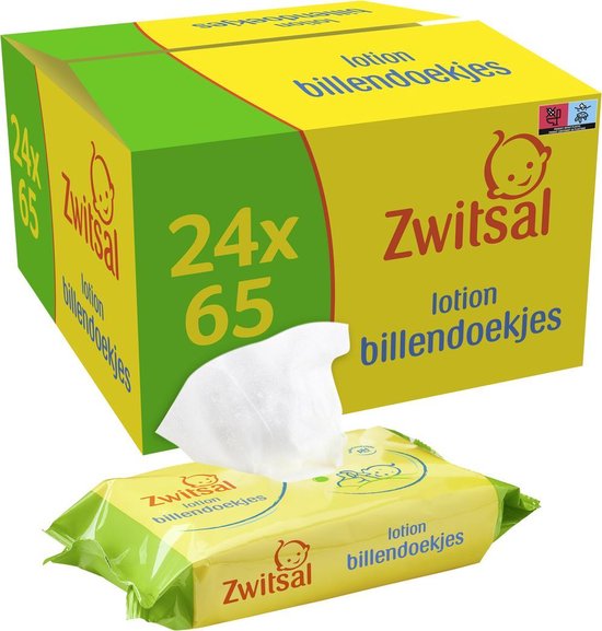 Zwitsal Lotion Billendoekjes - 24 x 65 stuks - Voordeelverpakking