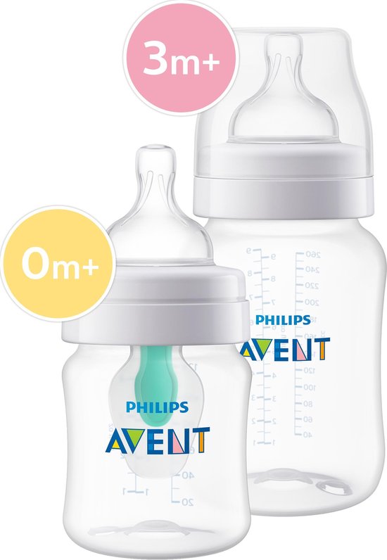 Philips Avent SCD809/01 Anti-Colic Combi Babyfles (125ml) + (260ml) met AirFree Ventiel