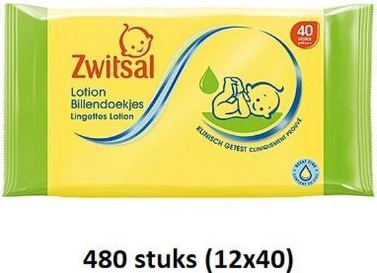 Zwitsal Baby Billendoekjes Lotion 12x40 doekjes Voordeelverpakking