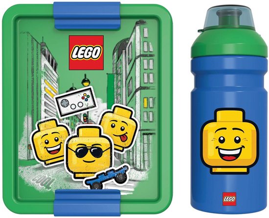 LEGO Iconic Lunchset Boy - Drinkbeker en Broodtrommel - Blauw