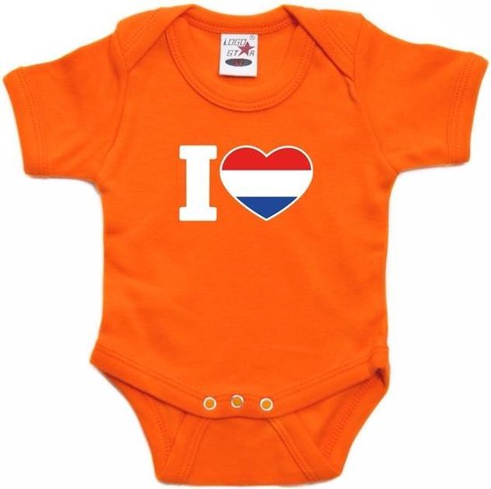 Oranje rompertje I love Holland baby 56 (1-2 maanden)