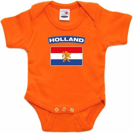 Oranje rompertje Hollandse vlag baby 80 (9-12 maanden)