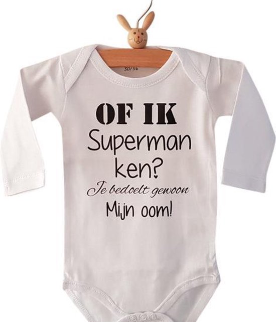 Romper oom - Wit | Zwart - Maat 62/68 met tekst bekendmaking zwangerschap aanstaande baby jongen meisje unisex