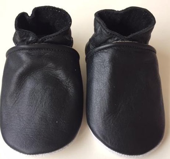 Leren baby slofjes  – Zwart - Maat L