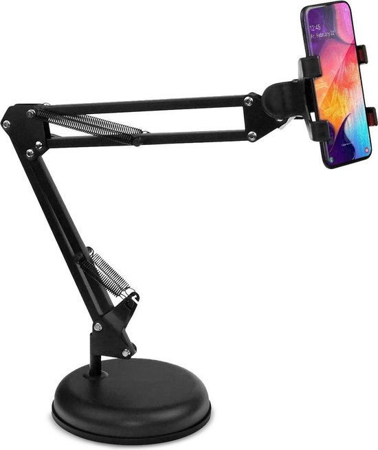 QY Universele tafelstandaard met Telefoonhouder, Statief voor Smartphone Microfoon Webcam - zwart