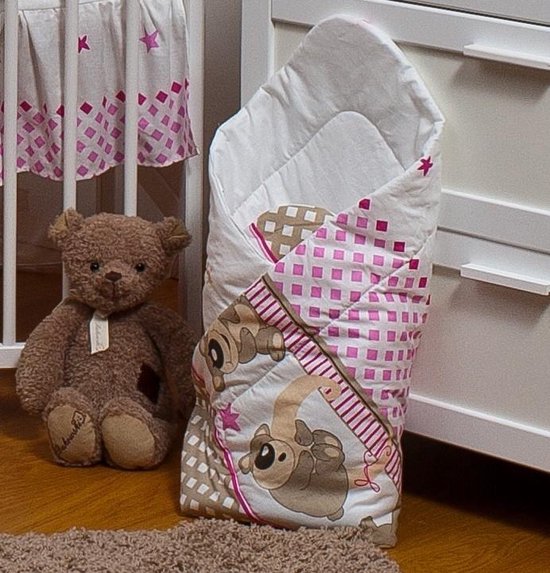 Inbakerdoek - Baby swaddle - 80x80cm - teddybeer beige