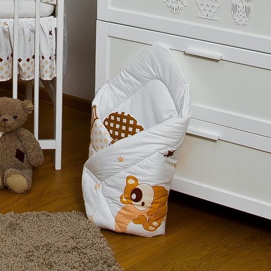 Inbakerdoek - Baby swaddle - 80x80cm - teddybeer brown