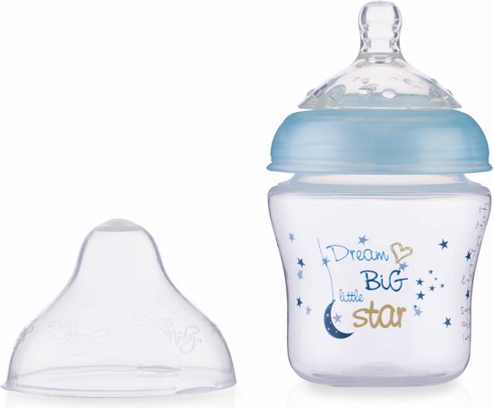 Nûby - Little Moments - Papfles - Blauw - Slow flow speen - 180ml - 0m+