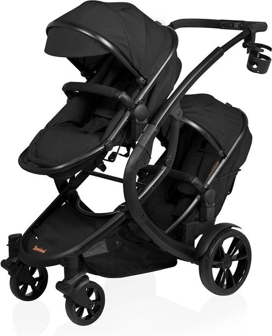 Baninni Duo Kinderwagen - Tweelingwagen Doppy Zwart