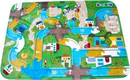 Imaginarium MATCIRCUIT BEEP BEEP - Compact Speelkleed met Wegen - Zacht Verkeerskleed - 95 x 70 cm