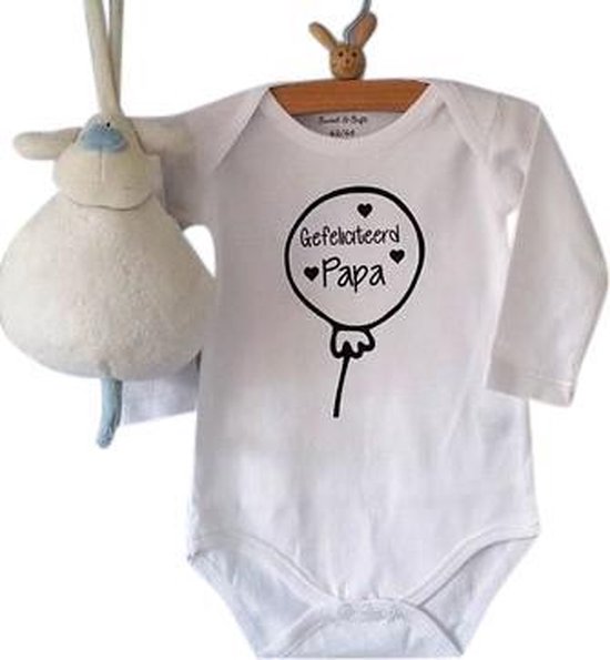 Rompertje Gefeliciteerd Papa! | Lange mouw | wit | maat 74/80