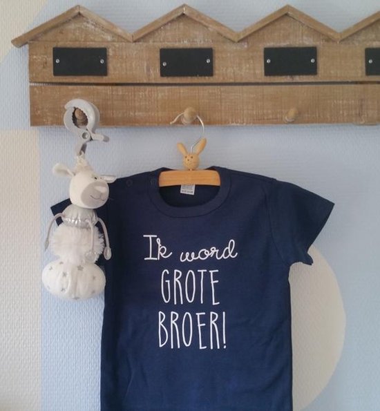 Shirt Ik word grote broer | korte mouw | donker blauw | maat 98 | big bro brother in wording