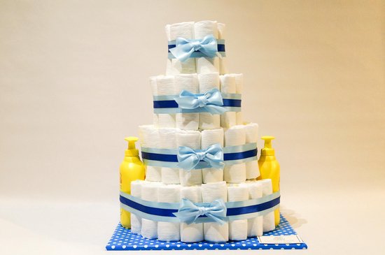 Luiertaart - Pampertaart Jongen 4 Laags Zwitsal - 98 Pampers - Blauw