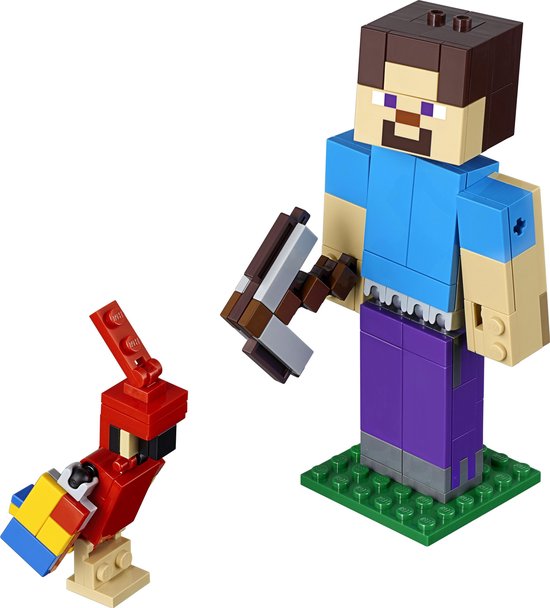 LEGO Minecraft BigFig Steve met Papegaai - 21148