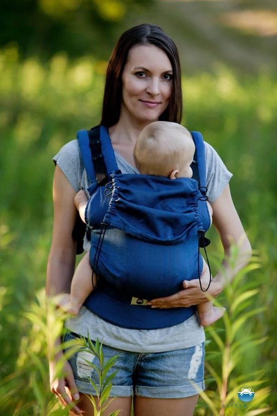 Little Frog draagzak Navy Blue Herringbone - onesize - Draagzak - Blauw