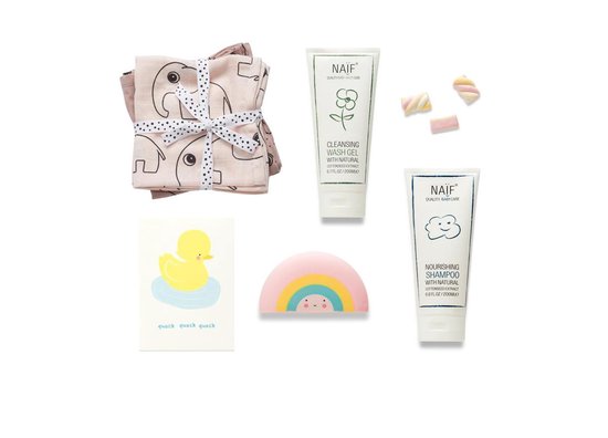 Kraamcadeau | Cadedaubox | Lief&Zo | Baby box | Geboortecadeau |Babydoos, baby cadeau, babyshower cadeau, zwangerschap cadeau, kraampakket, babypakket, bevalling, kraam cadeau unisex, baby giftbox splash pink