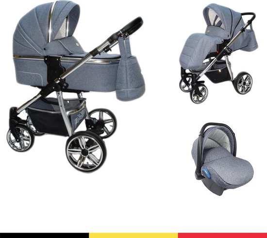 P'tit Chou Verona Jeans - Complete 3 in 1 Kinderwagen set - Buggy + Autostoel + Incl. Accessoires