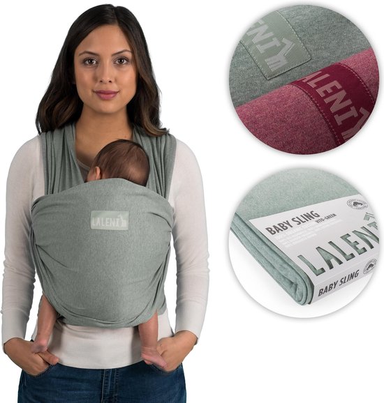 Laleni Draagzak - Draagdoek Baby - Newborn - Biologisch Katoen - Groen