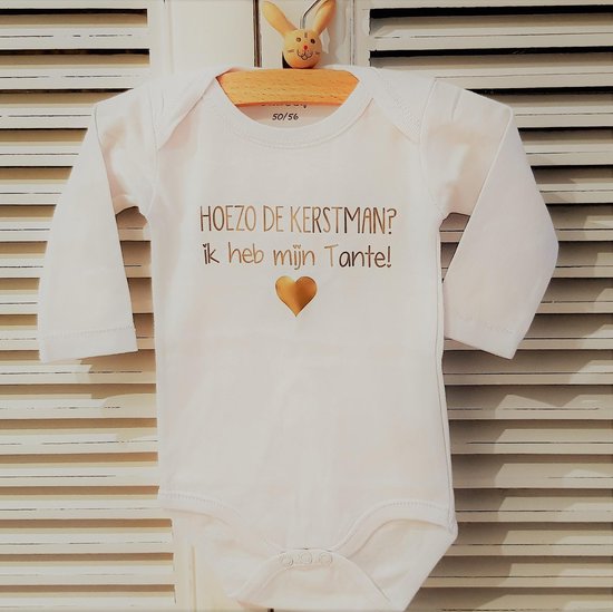 Baby Rompertje unisex  Hoezo de kerstman? Ik heb mijn Tante | Lange mouw | wit | maat 62/68 zwangerschap aankondigen kerstmis | cadeau mijn 1e eerste kerst of zwangerschapsaankondiging