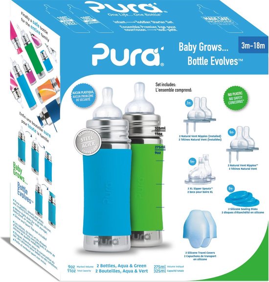 Pura starterset 325 ml aqua en groen
