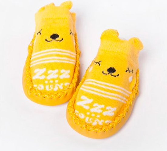 JillyBee - Baby Sokjes - Slofsokken - Sloffen - Antislip - Geel - Okergeel - 14cm