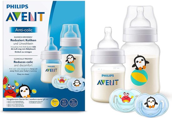Philips AVENT SCD805/01  Anti-Colic zuigfles voor pasgeborene 125 ml 260 ml Polypropyleen (PP) Transparant, Wit