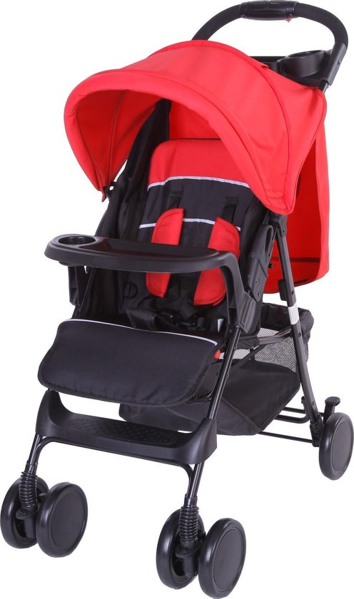 Bebies First Buggy Shopper - Compact - Met Bumper- Zwart / Rood