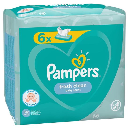 Pampers Fresh Clean Babydoekjes 6 Verpakkingen = 312 Doekjes