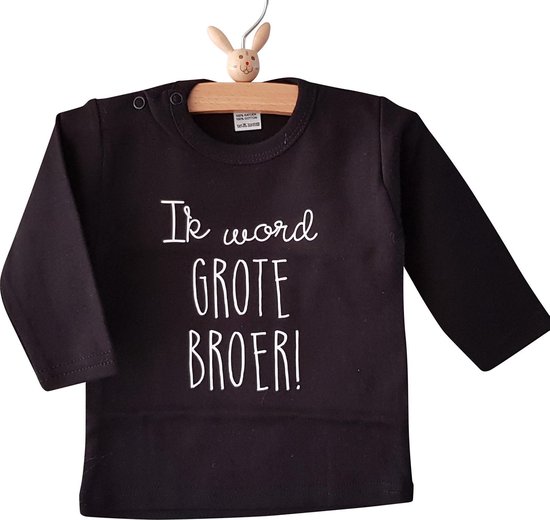 Shirt jongen Ik word grote broer | lange mouw T-Shirt | zwart | maat 86