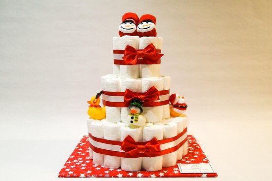 Luiertaart - Pampertaart Neutraal Kerst Eendjes - 54 Pampers